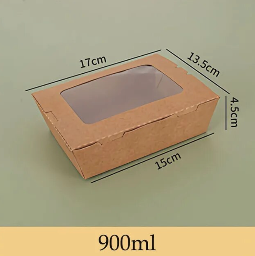 CAJA COMIDA DE PAPEL KRAFT CON VENTANA