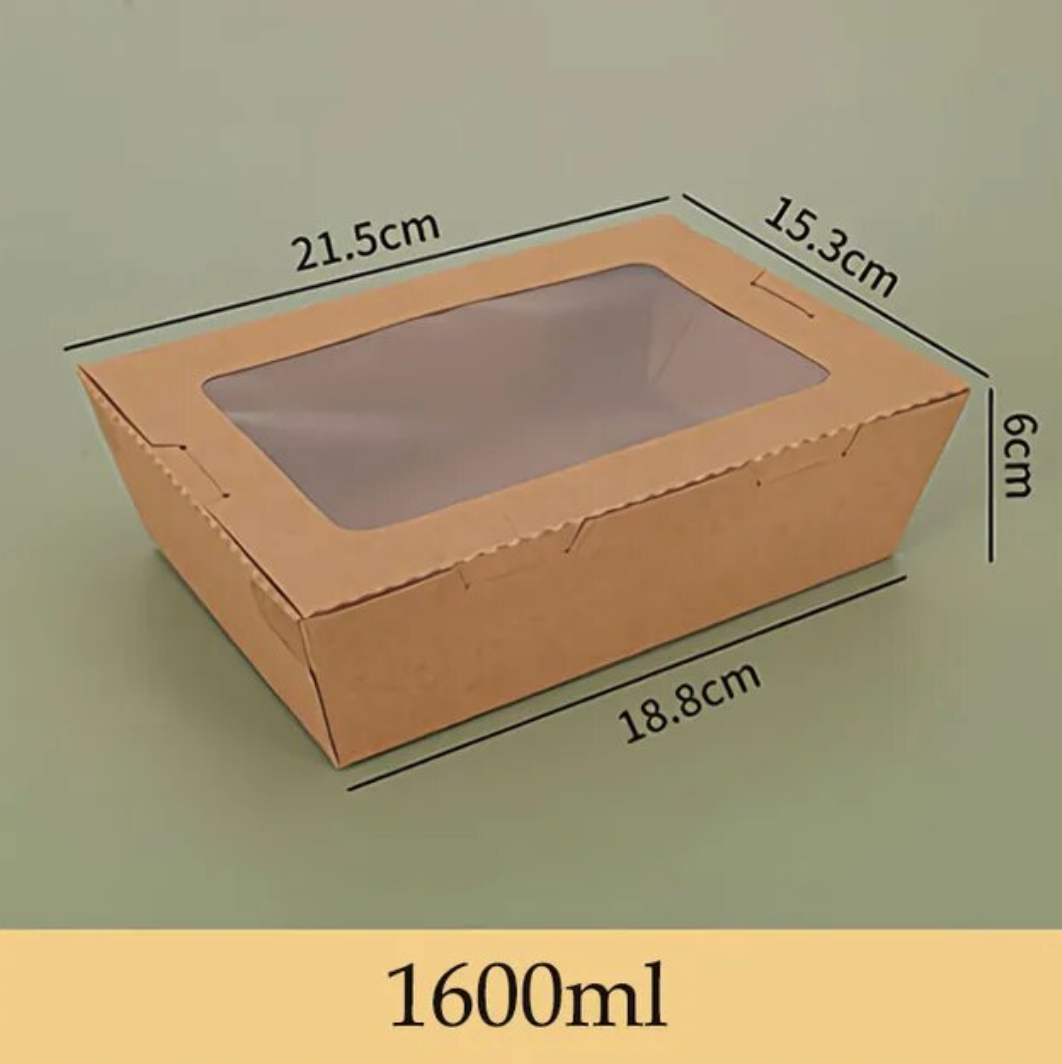 CAJA COMIDA DE PAPEL KRAFT CON VENTANA