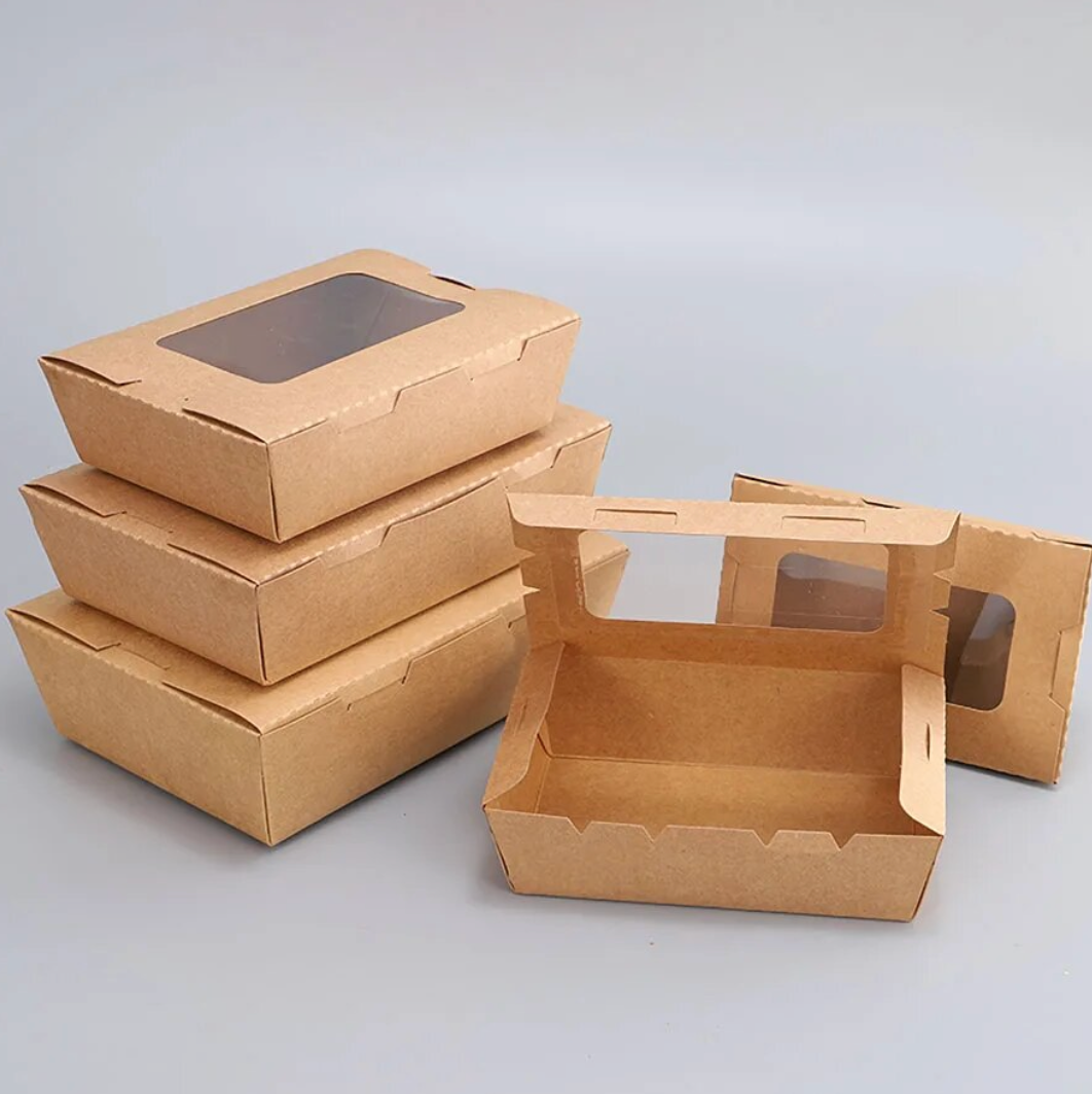 CAJA COMIDA DE PAPEL KRAFT CON VENTANA