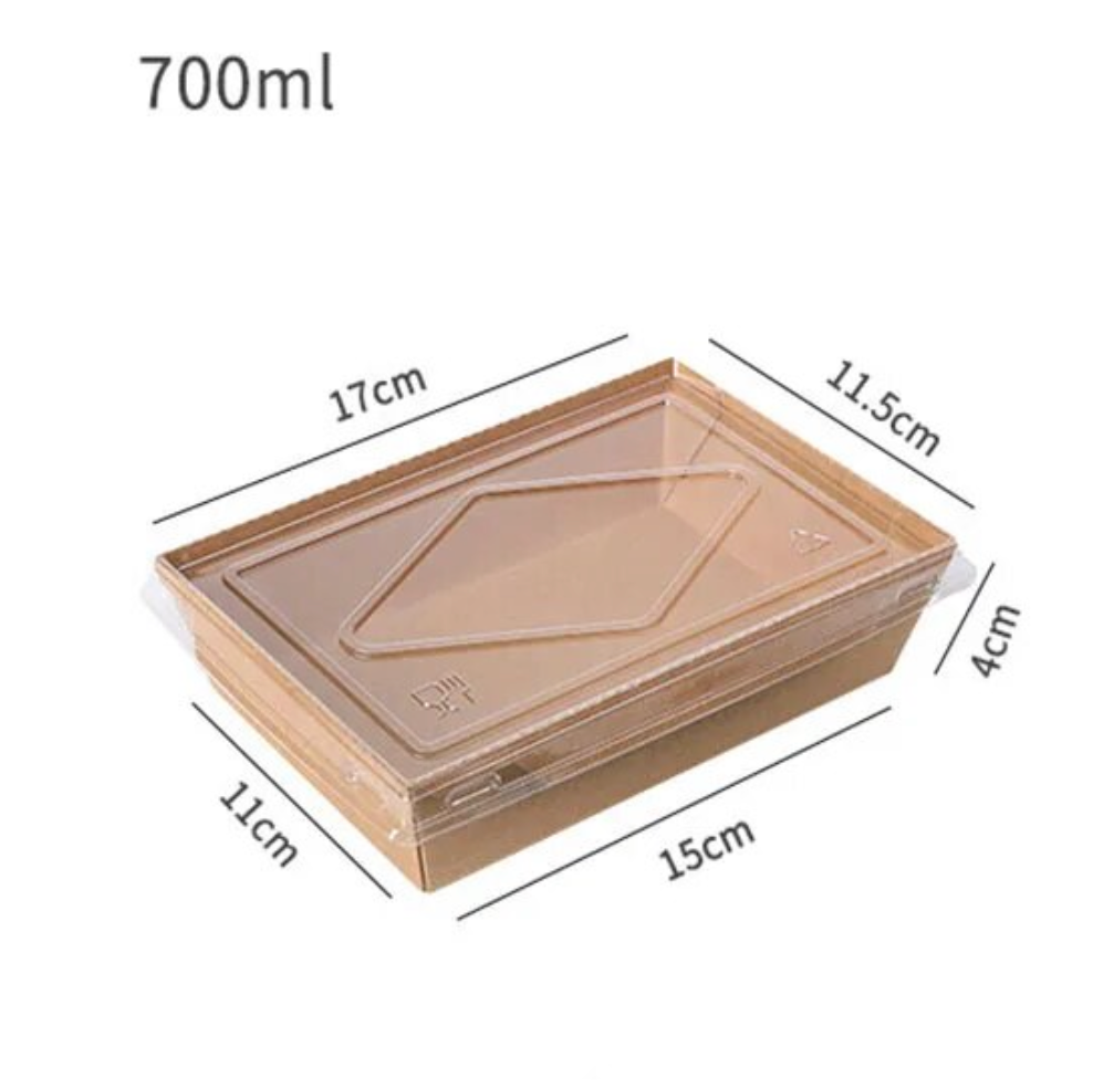 CAJA COMIDA DE PAPEL KRAFT CON TAPA PP.