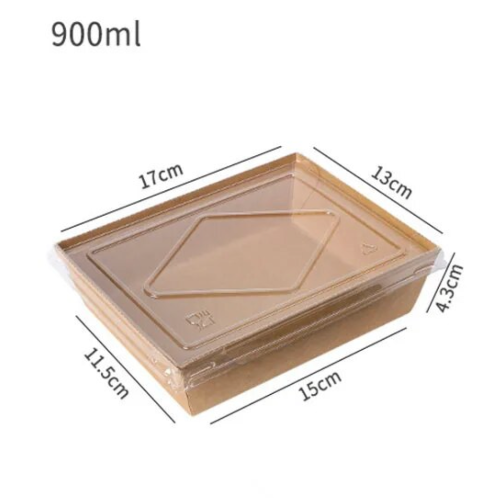 CAJA COMIDA DE PAPEL KRAFT CON TAPA PP.