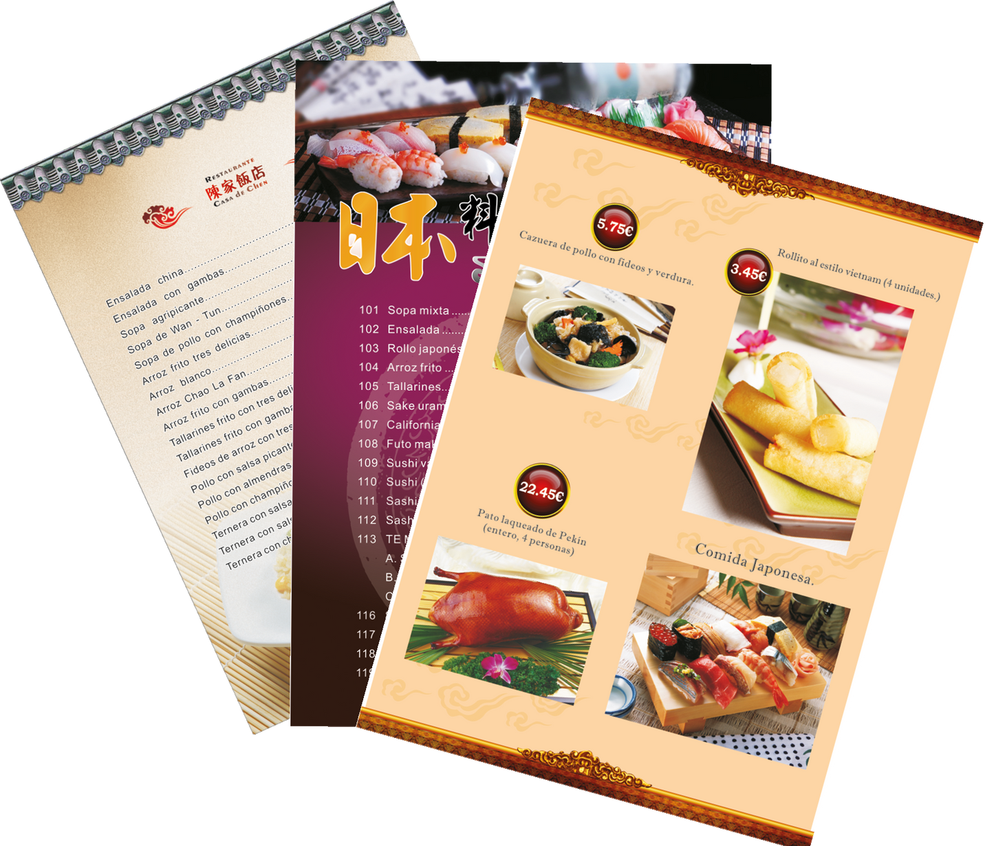 Menu Una Cara Plastificada Multicolor