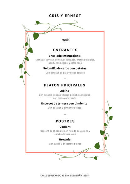 Menu Boda